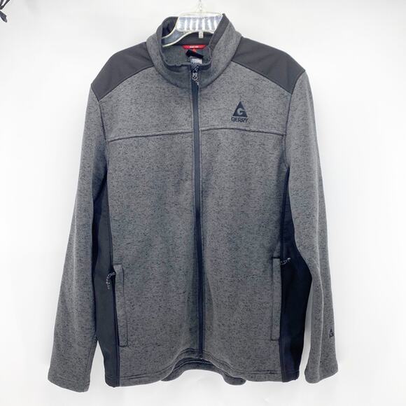 Gerry full Zip front mixed media Jacket Gray marled knit outdoor hiking size XXL - Picture 1 of 7